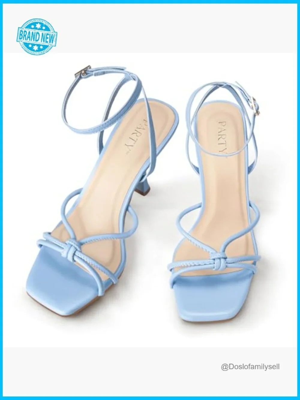 Strappy Square Toe Stiletto Heeled Sandals 3 inch Ankle Buckle Slingback Summer